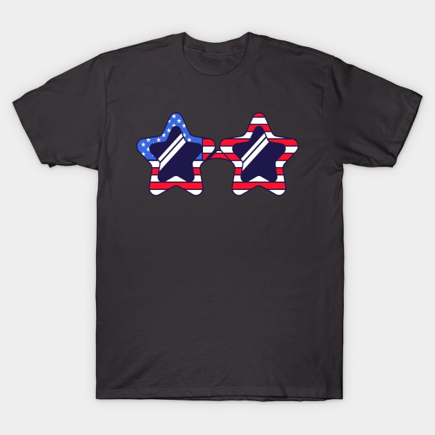 Festive carnival glasses with star shaped frame in colors of flag of USA. T-Shirt by RubyCollection